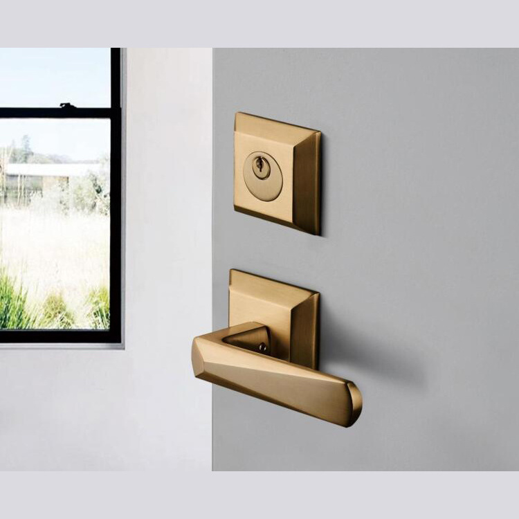 2024 high quality  luxury brass door handle pure copper main door  handle set