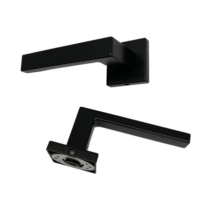 2024 Front Door Handle Matte Black Square Rosette Modern Lever Door Handles