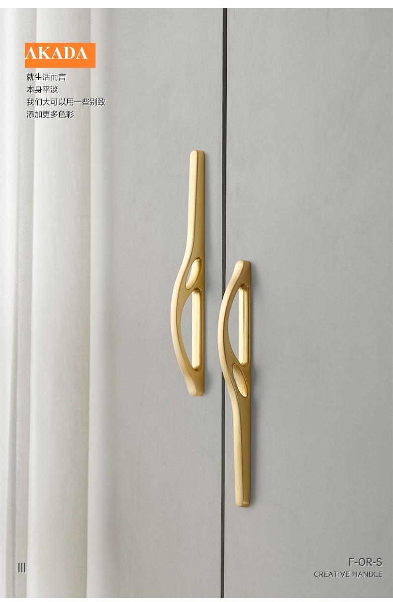 Unique Design Cabinet Handle Kitchen Pulls Cabinet Door Handle Luxury Wardrobe Drawer Golden Furniture Modern ZINC Black Golden