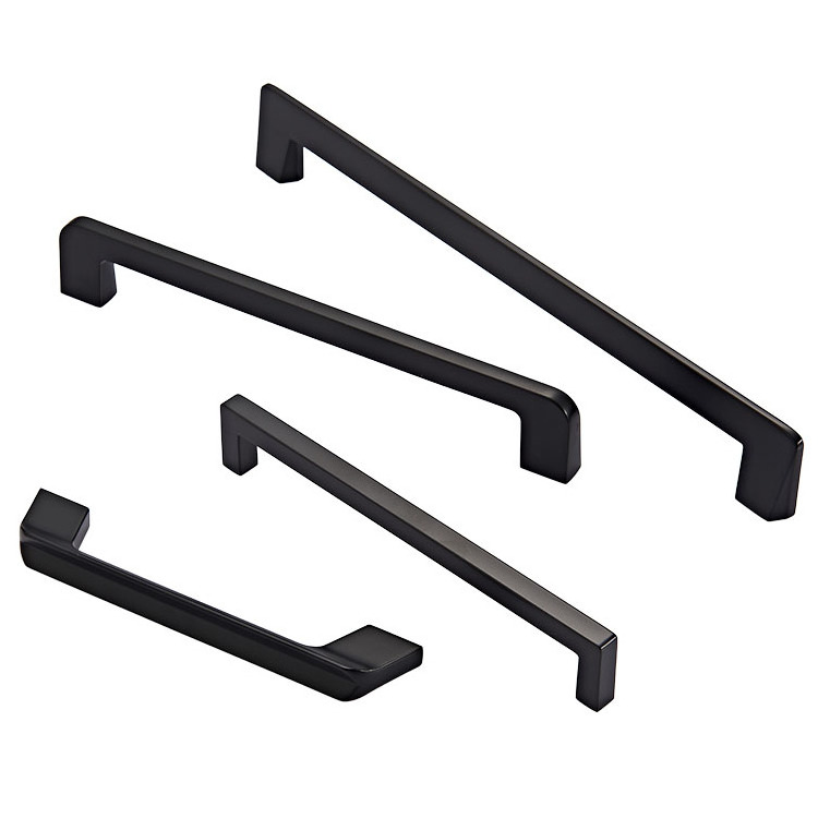 AKADA matte black square bar kitchen cabinet pull handle and knob