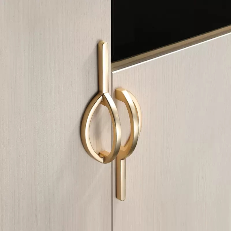 AKADA Metal Kitchen Wardrobe Cupboard Hardware Pulls Brushed Gold Drawer Cabinet Handles For Furniture