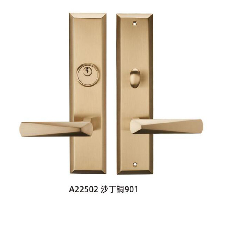 2024 high quality  luxury brass door handle pure copper main door  handle set