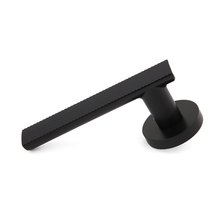 Matte Black Diamond shape door knurled handle tubular lever handle knob handle bathroom door  knobs