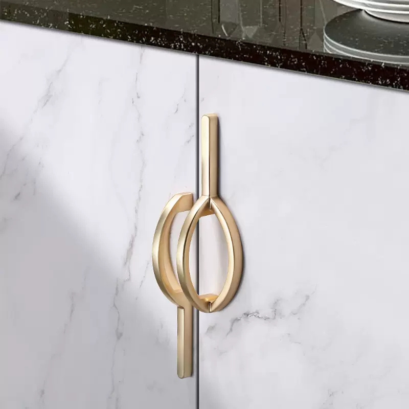 AKADA Metal Kitchen Wardrobe Cupboard Hardware Pulls Brushed Gold Drawer Cabinet Handles For Furniture