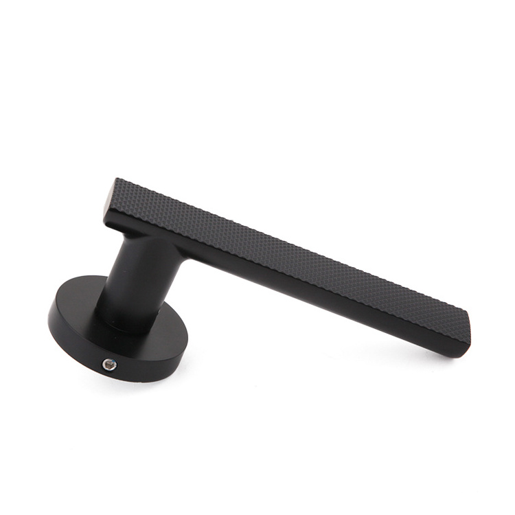 Matte Black Diamond shape door knurled handle tubular lever handle knob handle bathroom door  knobs