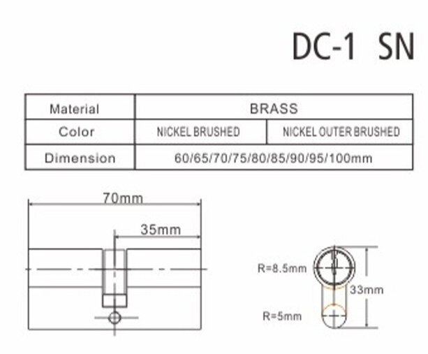 Euro profile Middle East Market Double open cylinder 70mm Brass cylinder  door lock cylinder  for door