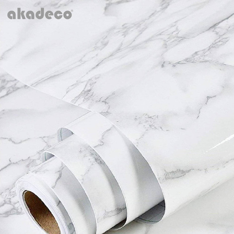 China Pvc Peel And Stick Kitchen Wall Paper Sticker Self Adhesive Waterproof Marble Wallpaper For Kitchen Living Room Decal