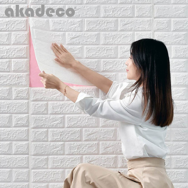 Waterproof self adhesive 3d brick wall sticker for home decorations peel and stick wall paper