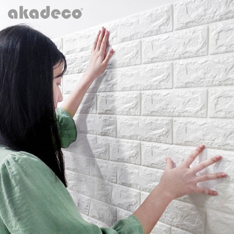 Waterproof self adhesive 3d brick wall sticker for home decorations peel and stick wall paper