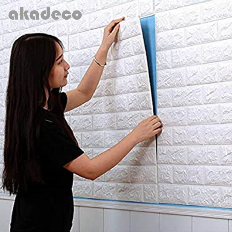 Waterproof self adhesive 3d brick wall sticker for home decorations peel and stick wall paper