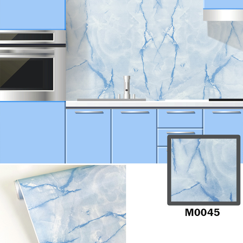 akadeco Easy DIY Waterproof high quality Self Adhesive Kitchen bedroom furniture sea blue table Marble Wallpaper