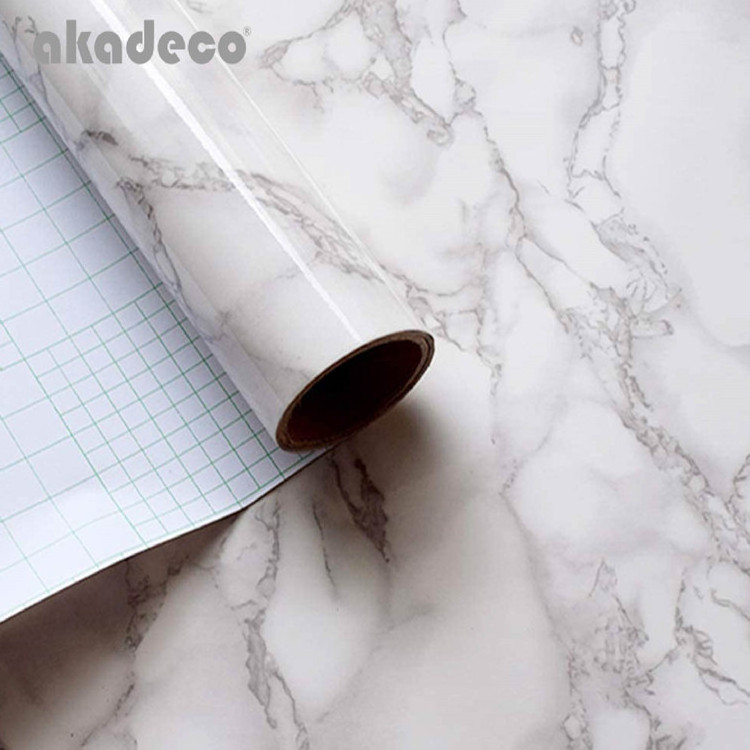 Adhesive Roll Wallpapers HD Backgrounds Wall Paper 3d Heat Resistance Interior Marble White Kitchen Wallpaper for Kitchen