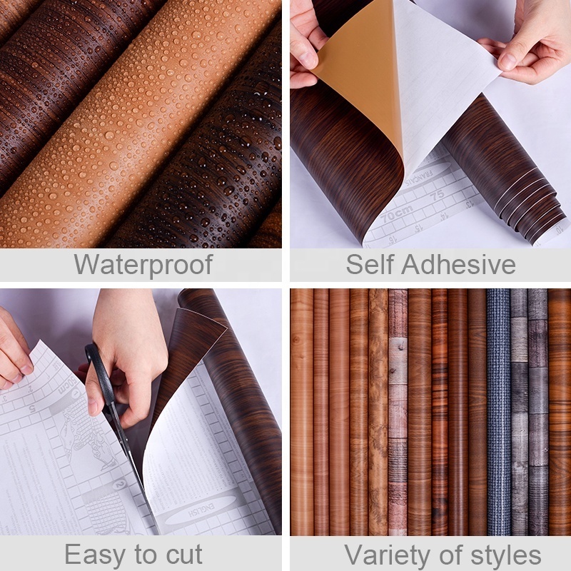 Wallpaper Gray Wood Contact Paper PVC Self Adhesive Wood Wall Peel and Stick Paper Thick and Easy to Clean Wall Covering