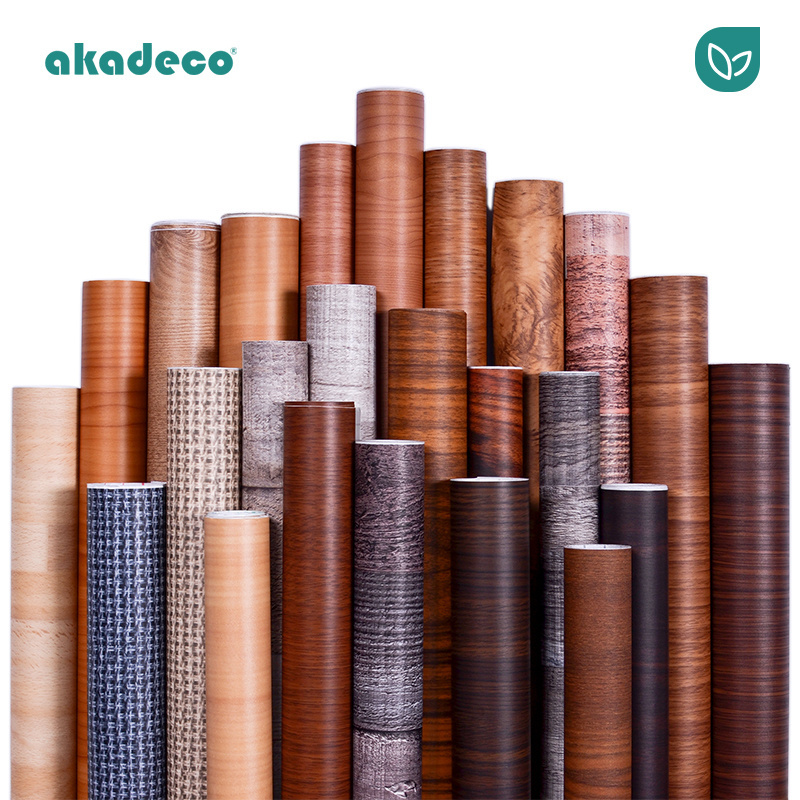 Wooden Design PVC Sticker Vinyl Self Adhesive Papier Peint Home Decoration Wall Paper Veneer Peel Roll Stick Wallpaper