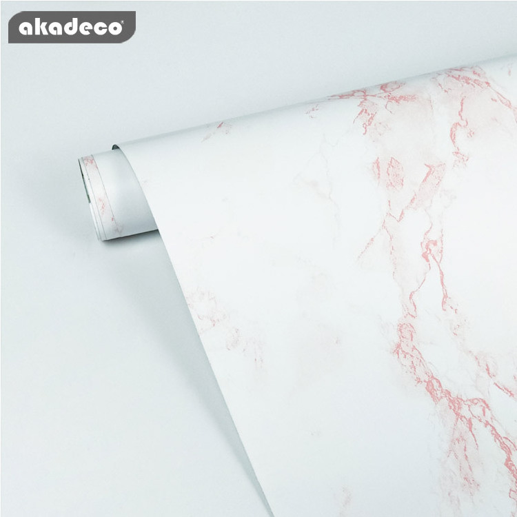 Akadeco  PVC Wall Panel white Self Adhesive Modern Marble Pattern Wallpaper Marble Sticker Wall Paper Roll