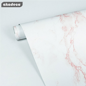 Akadeco  PVC Wall Panel white Self Adhesive Modern Marble Pattern Wallpaper Marble Sticker Wall Paper Roll