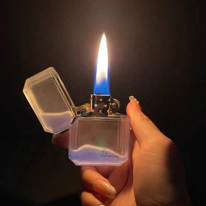 KY New Arrival Unusual Quicksand Metal Portable Men's Cigar Open Flame Smoking Windproof Kerosene lighter