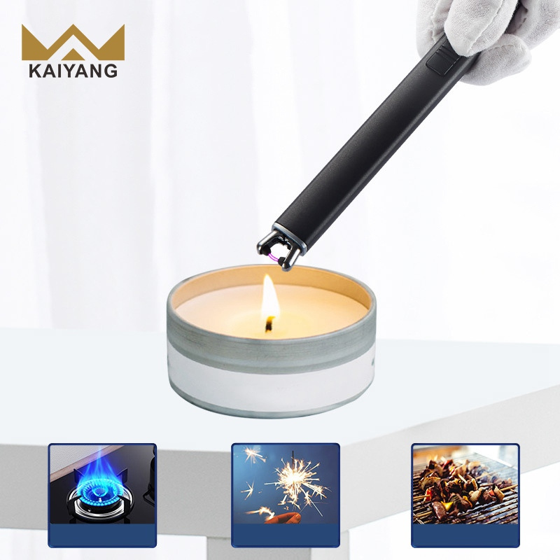 KY 2024 Wholesales Portable Camping BBQ Charcoal Windproof Usb Charging Metal Electronic Candle Lighter