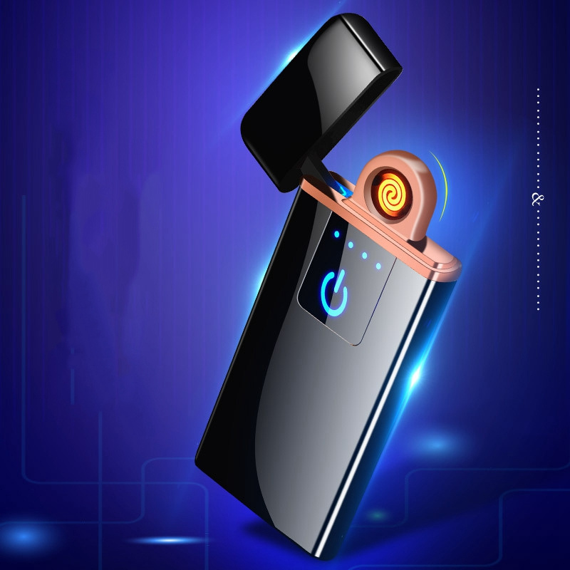 Hot Sell Ultra-thin Fingerprint Touch Sensor Rechargeable cigarette Lighter  Flameless USB Lighter Encendedor