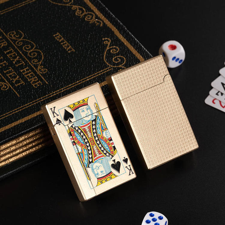 KY New Design Portable Playing Card Poker Inflatable Gas Butane Wholesale Cigar Zinc Alloy Torch Lighter