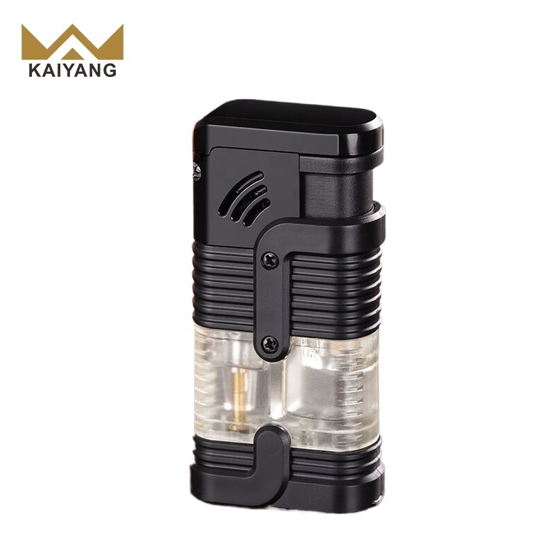 Kaiyang Three Straight Flush Clear Air Box Cigar Gas Windproof Lighter Cigarette Lighter For Torch