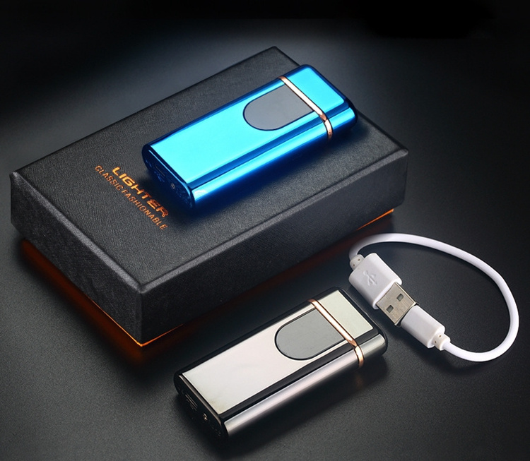 Factory Price Double Arc Fingerprint Digital Usb Recharged Fancy Promotional Flameless Creative Lighter