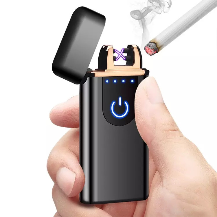 Factory Price Double Arc Fingerprint Digital Usb Recharged Fancy Promotional Flameless Creative Lighter