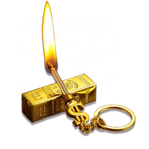 KY Creative Wholesale Portable Mini Gold Bar Cigar Kerosene Keychain Refillable Oil Metal Match Lighter