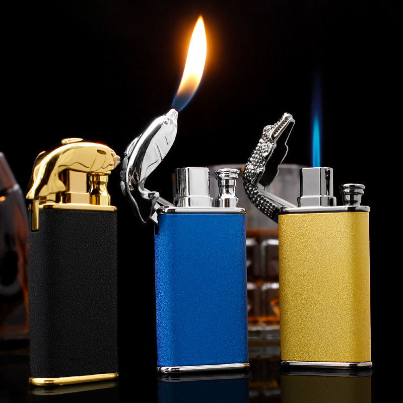 KY Smoking Accessories Dragon Night-glowing Jet Butane Double Flame Metal Windproof Cigarette Lighter