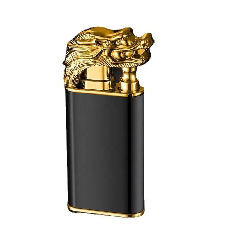 KY Smoking Accessories Dragon Night-glowing Jet Butane Double Flame Metal Windproof Cigarette Lighter