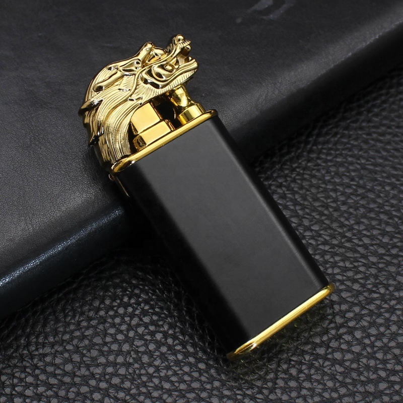 KY Smoking Accessories Dragon Night-glowing Jet Butane Double Flame Metal Windproof Cigarette Lighter