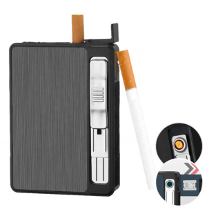 KY Wholesale Manufacturer Portable Automatic Electronic Zinc Alloy Cigarette Case with Lighter Usb