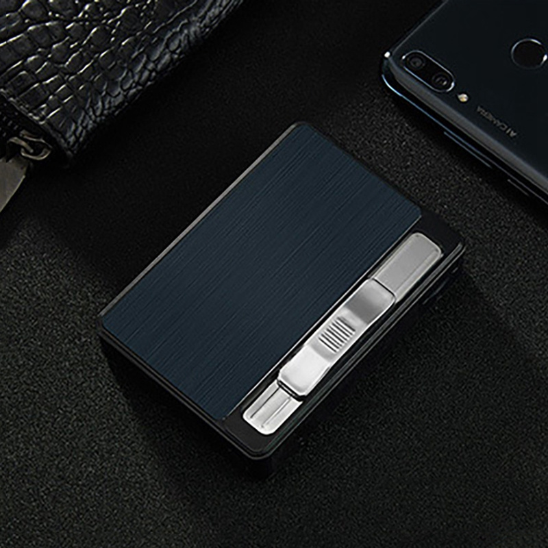 KY Wholesale Manufacturer Portable Automatic Electronic Zinc Alloy Cigarette Case with Lighter Usb