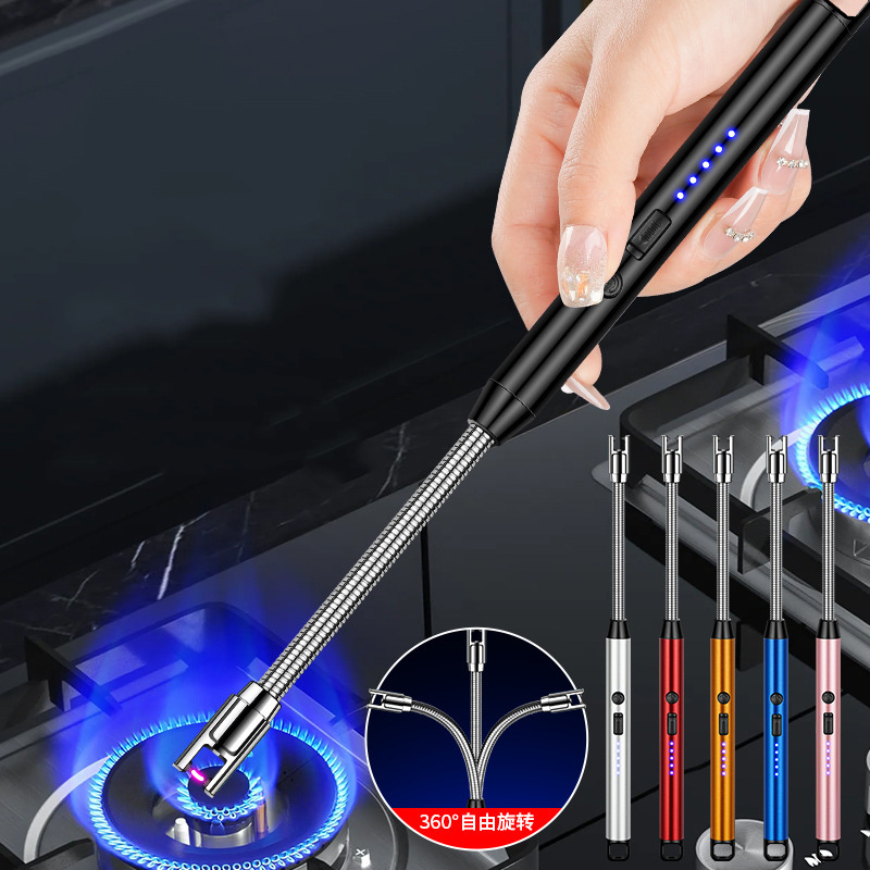 KY Modern Arc Windproof Flameless Plasma Ignition BBQ Lighter Usb Long Kitchen Stove Electric Candle Lighter