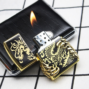 Custom Logo Zinc Alloy Luxury Creative Lighter Windproof Direct Impact Lighter