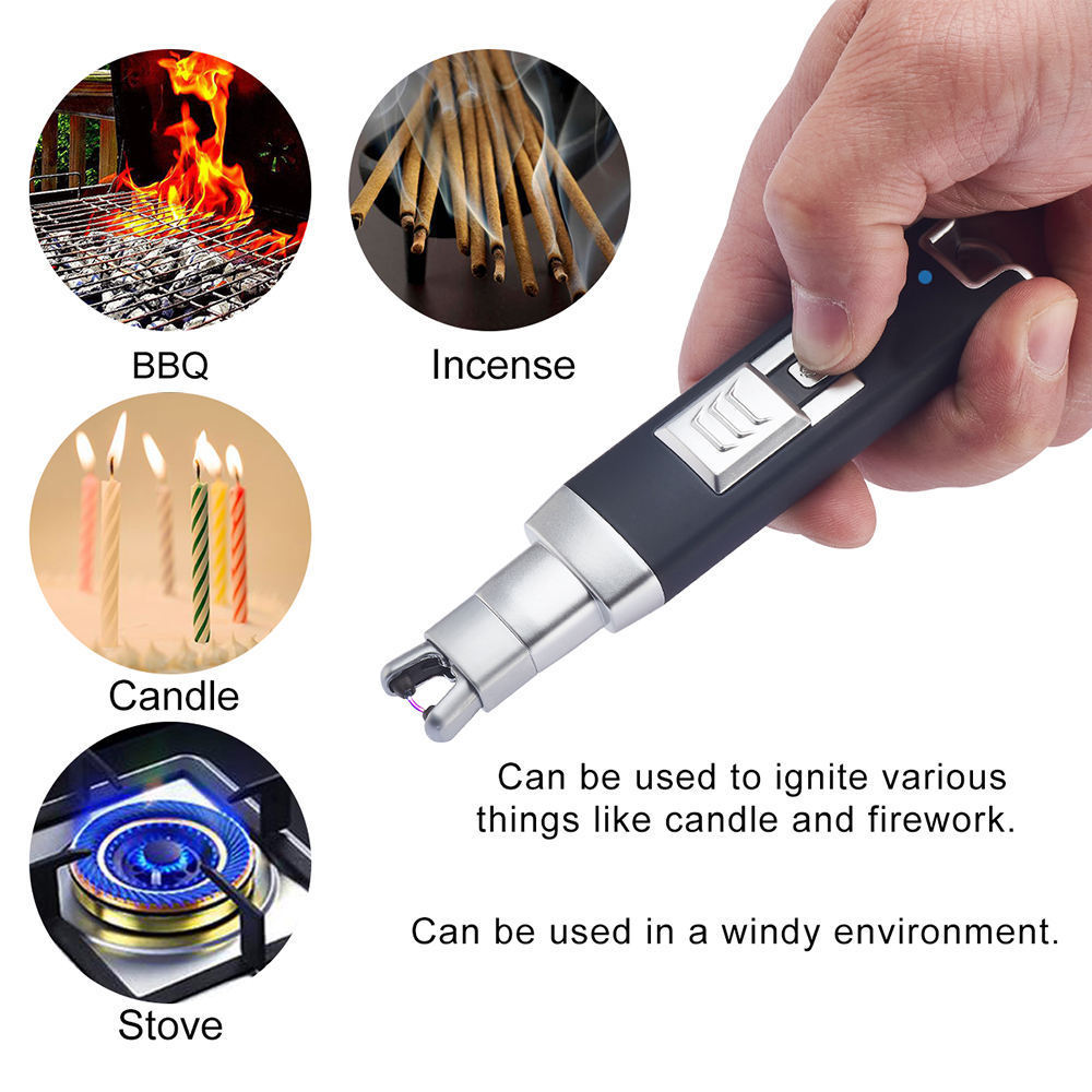 KY Portable Small Arc BBQ Lighter Metal Chargeable Battery Smart Kitchen Classic Candle Lighter Usb