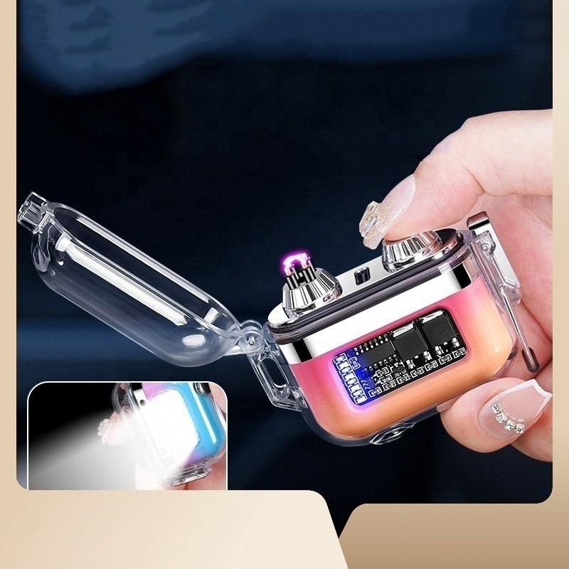 Wholesale Electronic Lighter Cute UBS-C Rechargeable Electric Lighter With Camping Flashlight