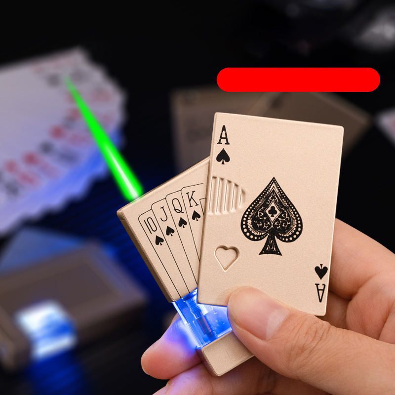 KY Zinc Alloy Portable Playing Card Windproof Metal Gas Butane Refillable Cigar Custom Torch Lighter