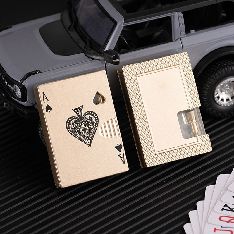 KY Zinc Alloy Portable Playing Card Windproof Metal Gas Butane Refillable Cigar Custom Torch Lighter