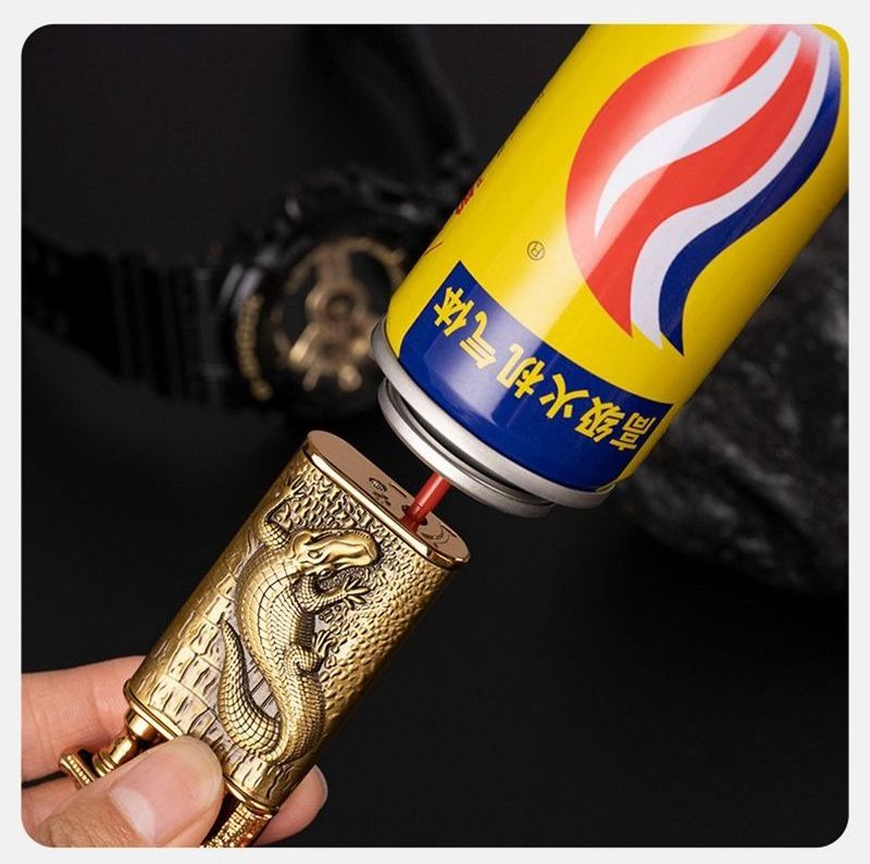 KY 2024 Dragon Crocodile Double Flame Metal Windproof Jet Torch Inflatable Vintage Zinc Alloy Cool Lighters