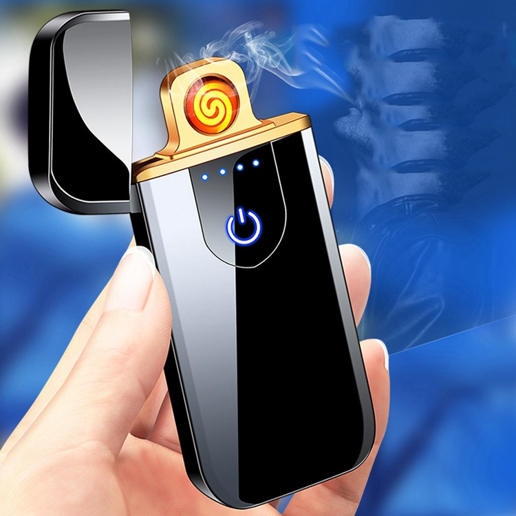 KY Custom Logo Metal Windproof Cigarette Smoking Charging Portable Zinc Alloy Lighter Usb Flameless