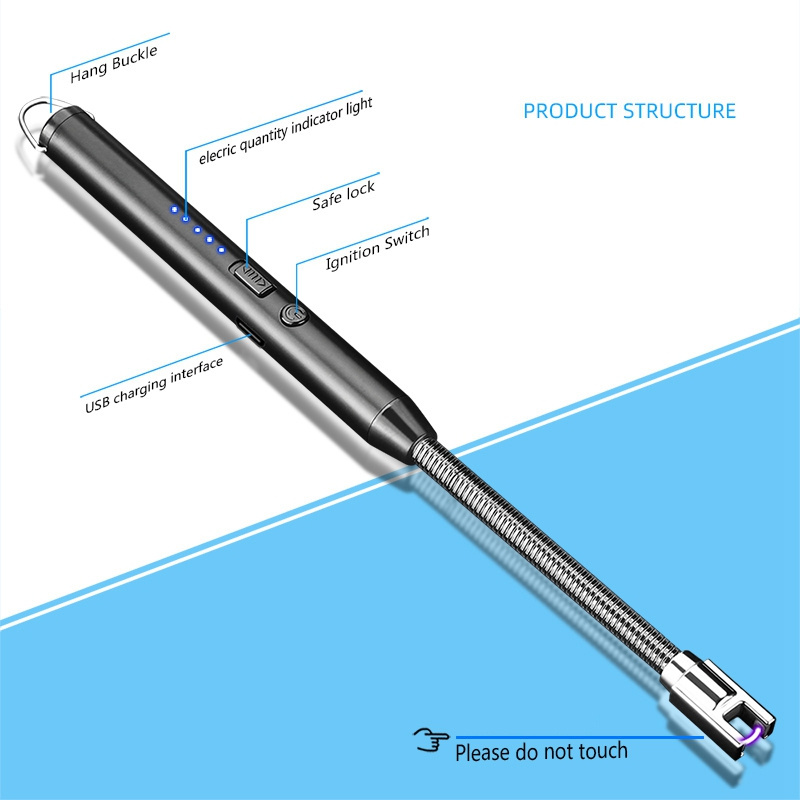 Usb Electronic Lighter 360 Degree Rotating Arc Lighter Rechargeable Long Handle Windproof Outdoor BBQ Candle Kitchen Lighter