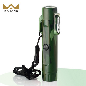 KY Best Quality Emergency Survival Waterproof Double Arc Charging Outdoor Plasma Usb Lighter with Flashlight