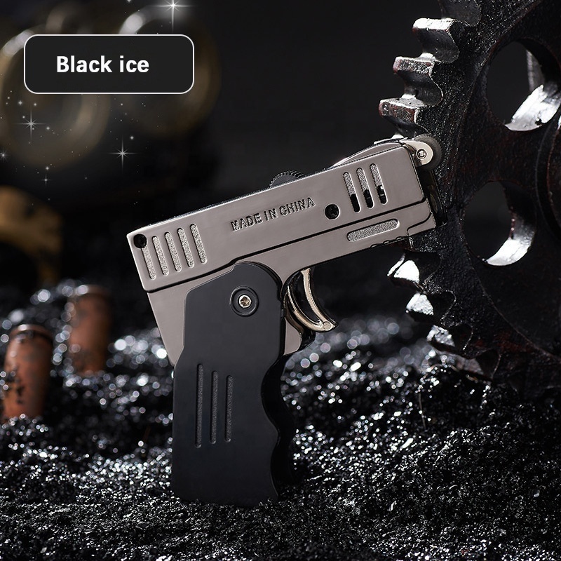 Zinc Alloy Lighters Hot Selling Revolver Small Pistol Creative Lighter Hanging Cigarette Gun Refillable Gas Lighter