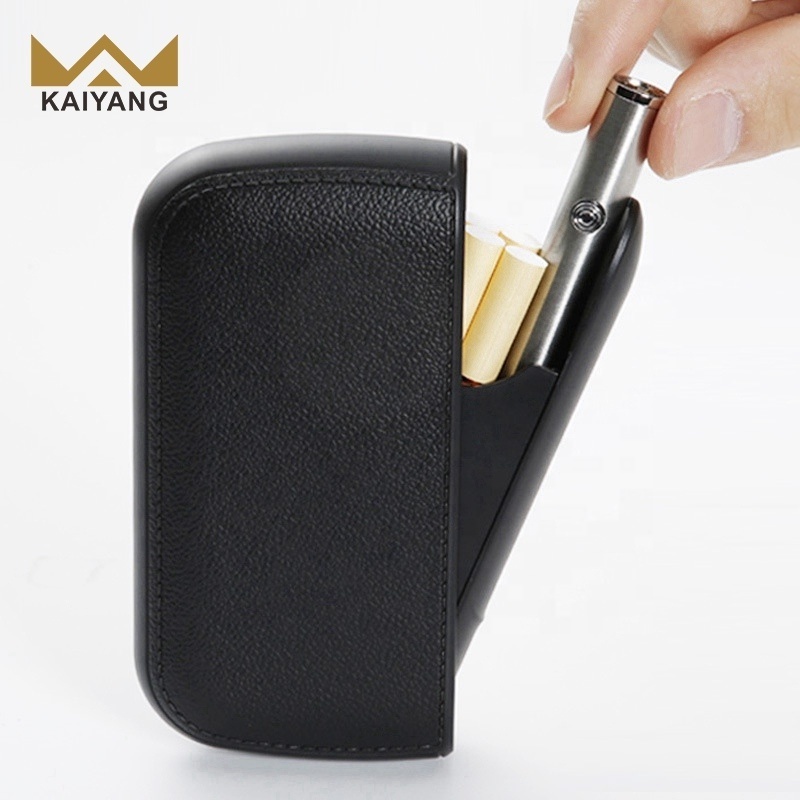 KY Fashionable 20 pcs Cigarettes Portable Usb Charging Metal Leather Vintage Classical Lighter Case