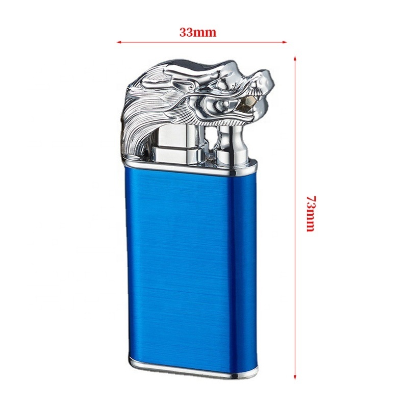 Kaiyang Wholesale Windproof Metal Black Dragon Butane Gas Refillable Lighters Fancy Dragon Design Double Fire Lighter