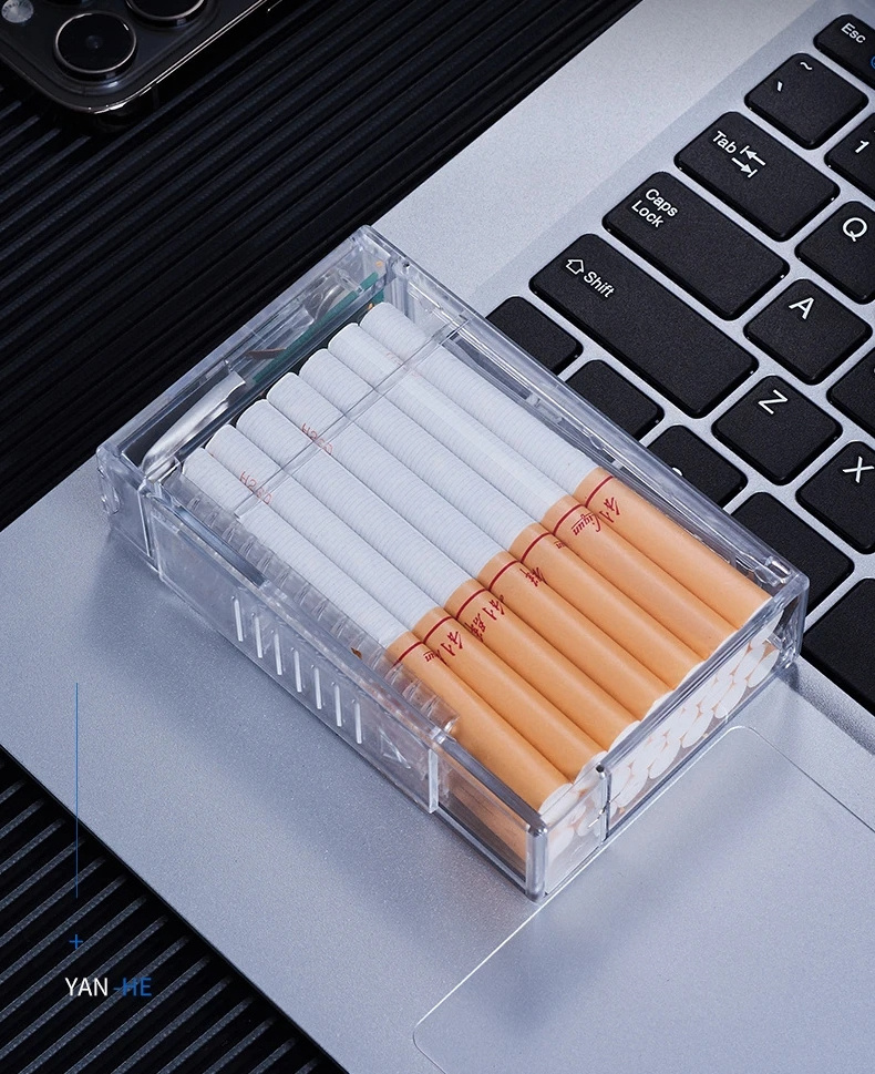 Cigarette Case Lighter All-In-One Charging Creative Transparent Automatic Cartridge Cigarette Case 20 Pieces Electric Lighter