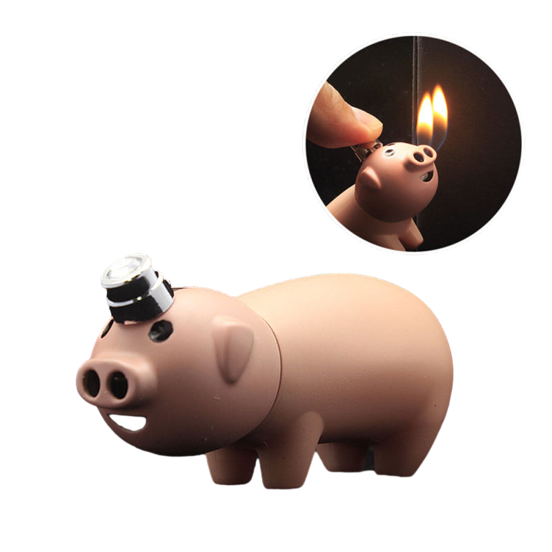 KY 2023 New Creative Pink Pig Double Flame Torch Gas Refillable Premium Cigarette Butane Lighter for Smoking