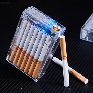 Cigarette Case Lighter All-In-One Charging Creative Transparent Automatic Cartridge Cigarette Case 20 Pieces Electric Lighter