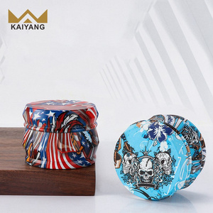 4 Piece Herb Grinder colorful printing Large 2.5 inch drum Upgraded Version Spice herb grinder stainless steel